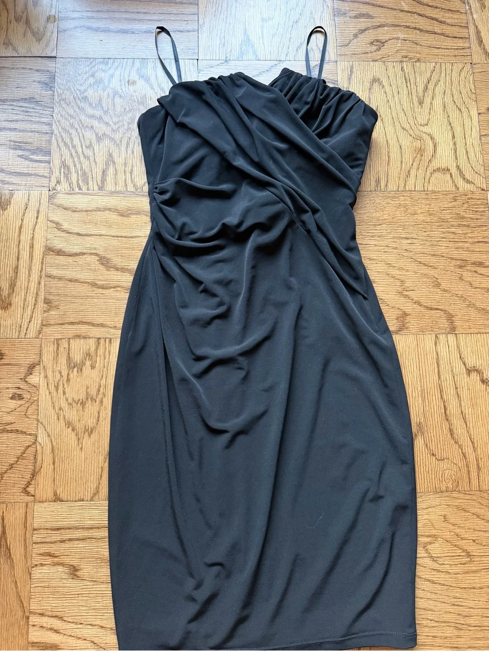 david meister dress strapless black 6 beaded back